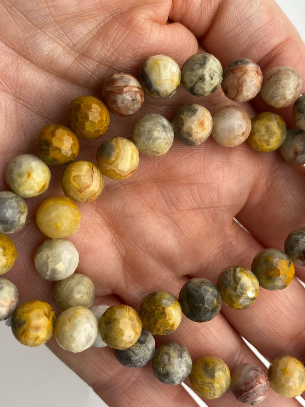 🤍🖤✨ 8mm Faceted Crazy Lace Agate Crystal Bracelets ✨🖤🤍